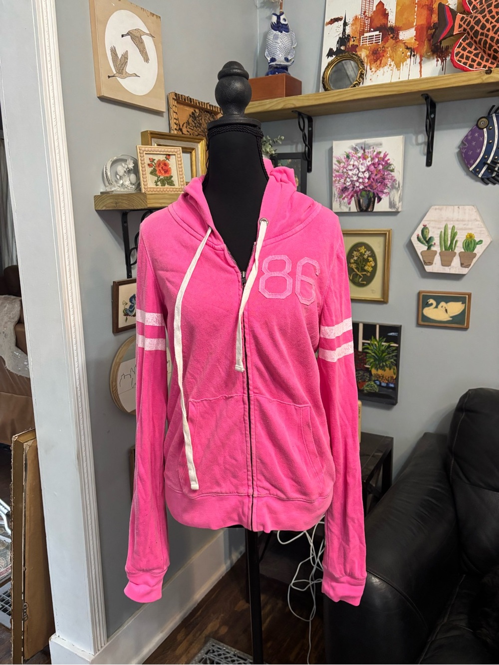 VTG Y2K PINK Victoria's Secret 86 zip up hoodie jacket 2011 size L